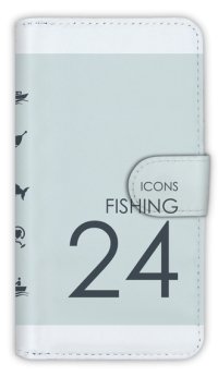 【Angler's Case】【Notebook Type】Cell-phone Case - FISHING ICONS 24 - (built-to-order) (Product code：diary2015103115)