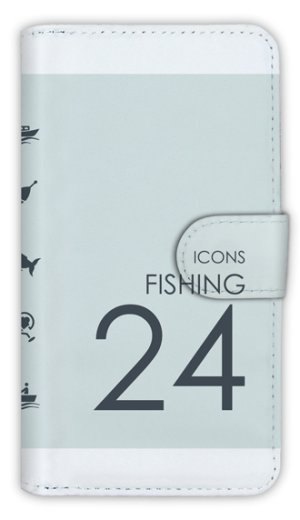 Photo1: 【Angler's Case】【Notebook Type】Cell-phone Case - FISHING ICONS 24 - (built-to-order) (Product code：diary2015103115)