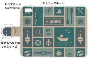 Photo3: 【Angler's Case】【Notebook Type】Cell-phone Case - Fishing icon - (built-to-order) (Product code：diary2015103110)