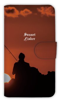【Angler's Case】【Notebook Type】Cell-phone Case - Sunset Fisher - (built-to-order) (Product code：diary2015103016)