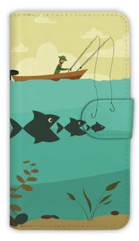 【Angler's Case】【Notebook Type】Cell-phone Case - Fishing on the boat - (built-to-order) (Product code：diary2015103006)