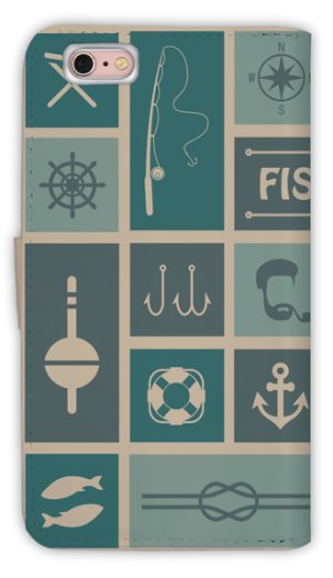 Photo2: 【Angler's Case】【Notebook Type】Cell-phone Case - Fishing icon - (built-to-order) (Product code：diary2015103110)