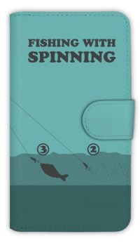 【Angler's Case】【Notebook Type】Cell-phone Case - FISHING WITH SPINNING - (built-to-order) (Product code：diary2015103117)