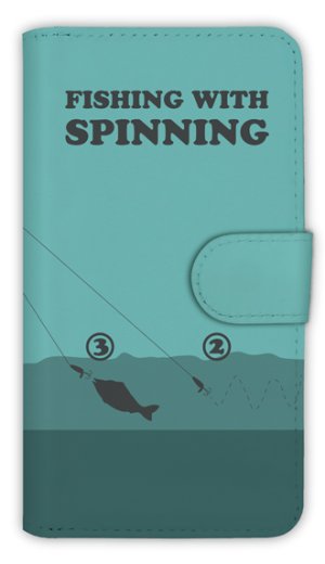 Photo1: 【Angler's Case】【Notebook Type】Cell-phone Case - FISHING WITH SPINNING - (built-to-order) (Product code：diary2015103117)
