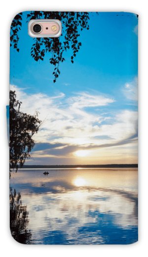 Photo2: 【Angler's Case】【Notebook Type】Cell-phone Case - Evening fishing at sunset on lake - (built-to-order) (Product code：diary2015102805)
