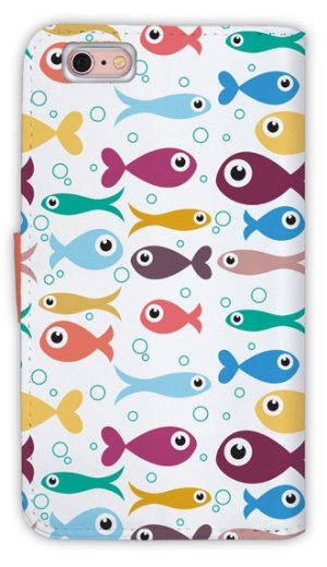 Photo2: 【Angler's Case】【Notebook Type】Cell-phone Case - Seamless Pattern of cute fishes - (built-to-order) (Product code：diary2015103132)