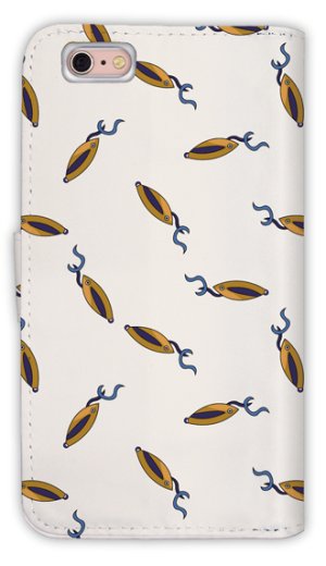 Photo2: 【Angler's Case】【Notebook Type】Cell-phone Case - Seamless Pattern of Lure - Gold (built-to-order) (Product code：diary2015103127)