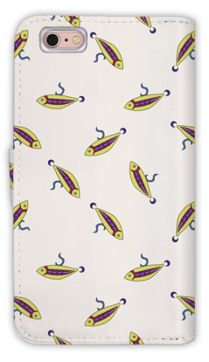 Photo2: 【Angler's Case】【Notebook Type】Cell-phone Case - Seamless Pattern of Lure - Yellow&Purple (built-to-order) (Product code：diary2015103128)