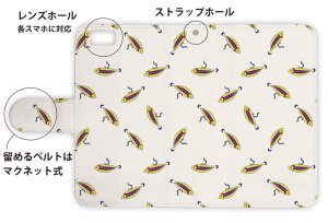 Photo3: 【Angler's Case】【Notebook Type】Cell-phone Case - Seamless Pattern of Lure - Yellow&Purple (built-to-order) (Product code：diary2015103128)