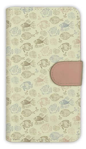 Photo1: 【Angler's Case】【Notebook Type】Cell-phone Case - Seamless Pattern of cute fishes -  (built-to-order) (Product code：diary2015110720)