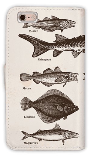Photo2: 【Angler's Case】【Notebook Type】Cell-phone Case - Vintage Fish Picture Book  - Lemon (built-to-order) (Product code：diary2015110502)