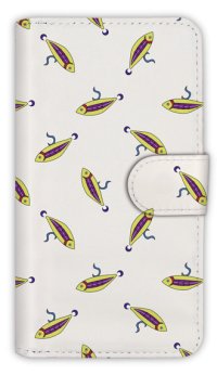 【Angler's Case】【Notebook Type】Cell-phone Case - Seamless Pattern of Lure - Yellow&Purple (built-to-order) (Product code：diary2015103128)