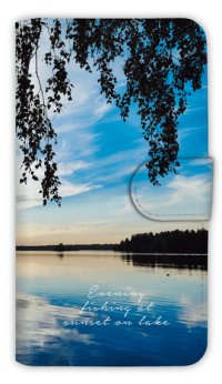 【Angler's Case】【Notebook Type】Cell-phone Case - Evening fishing at sunset on lake - (built-to-order) (Product code：diary2015102805)