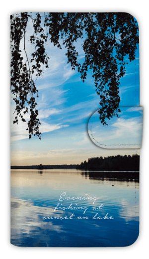 Photo1: 【Angler's Case】【Notebook Type】Cell-phone Case - Evening fishing at sunset on lake - (built-to-order) (Product code：diary2015102805)