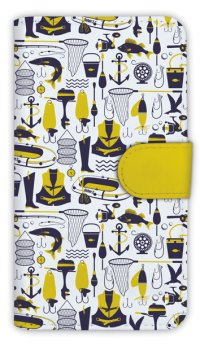 【Angler's Case】【Notebook Type】Cell-phone Case - Seamless Pattern of Fishing Tackle - (built-to-order) (Product code：diary2015110210)