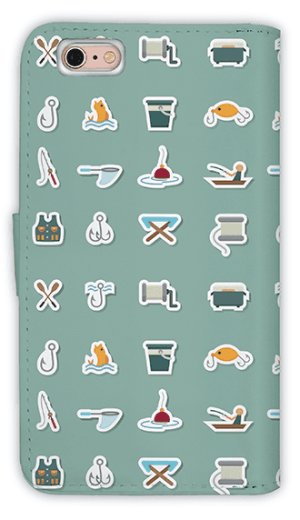 Photo2: 【Angler's Case】【Notebook Type】Cell-phone Case - Icons of Fishing Tackle -  (built-to-order) (Product code：diary2015110709)