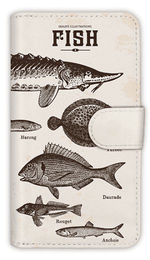 Photo1: 【Angler's Case】【Notebook Type】Cell-phone Case - Vintage Fish Picture Book  - Lemon (built-to-order) (Product code：diary2015110502)