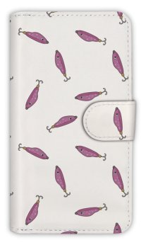 【Angler's Case】【Notebook Type】Cell-phone Case - Seamless Pattern of Lure - Purple (built-to-order) (Product code：diary2015103126)