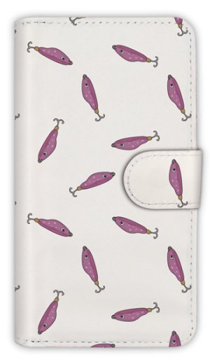 Photo1: 【Angler's Case】【Notebook Type】Cell-phone Case - Seamless Pattern of Lure - Purple (built-to-order) (Product code：diary2015103126)