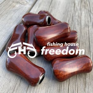 Photo1: [FHF/fishing house freedom] Wood Handle Knob Paddle Shape "SHITAN" (Red Sandalwood/Rosewood/Padouk) (1 piece) F-10