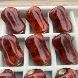 Photo3: [FHF/fishing house freedom] Wood Handle Knob Oval Shape A Rank Premium "Karin" (Padouk) Monochrome Burl (1 piece) F-19