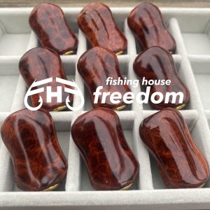 Photo1: [FHF/fishing house freedom] Wood Handle Knob Oval Shape Grade A "Karin" (Padouk) Red and White Burl (1 piece) F-19