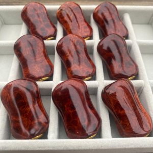 Photo2: [FHF/fishing house freedom] Wood Handle Knob Oval Shape Grade A "Karin" (Padouk) Red and White Burl (1 piece) F-19