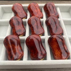 Photo6: [FHF/fishing house freedom] Wood Handle Knob Oval Shape A Rank Premium "Karin" (Padouk) Monochrome Burl (1 piece) F-19
