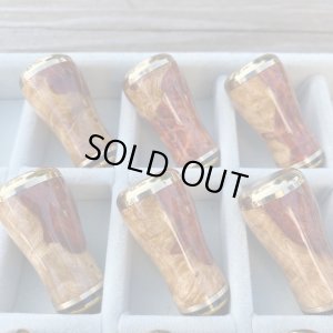 Photo1: [FHF/fishing house freedom] Wood Handle Knob Round Shape Premium "Karin" (Padouk) Red and White Burl (1 piece) F-01