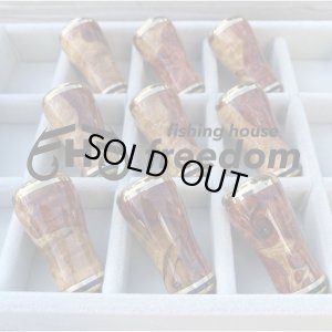 Photo2: [FHF/fishing house freedom] Wood Handle Knob Round Shape Premium "Karin" (Padouk) Red and White Burl (1 piece) F-01