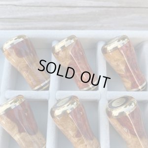 Photo3: [FHF/fishing house freedom] Wood Handle Knob Round Shape Premium "Karin" (Padouk) Red and White Burl (1 piece) F-01