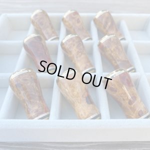 Photo5: [FHF/fishing house freedom] Wood Handle Knob Round Shape S Rank "Karin" (Padouk) Red and White Burl (1 piece) F-14