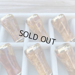 Photo7: [FHF/fishing house freedom] Wood Handle Knob Round Shape S Rank "Karin" (Padouk) Red and White Burl (1 piece) F-14