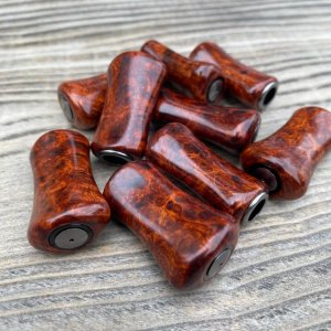 Photo8: [FHF/fishing house freedom] Wood Handle Knob Paddle Type 2 Premium Padouk Burl (“Karin Burl”) (1 piece) F-26