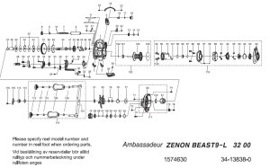 Photo1: [ABU] Genuine Spare Parts for ZENON BEAST9-L Product code:1574630   **Back-order (Shipping in 3-4 weeks after receiving order)