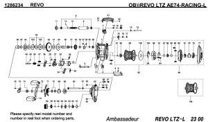 Photo1: [ABU] Genuine Spare Parts for REVO LTZ AE74-RACING-L Product code:1286234 **Back-order (Shipping in 3-4 weeks after receiving order)