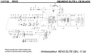 Photo1: [ABU] Genuine Spare Parts for REVO ELITE-L CB BLACK Product code:1137730 **Back-order (Shipping in 3-4 weeks after receiving order)