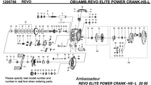 Photo1: [ABU] Genuine Spare Parts for REVO ELITE POWER CRANK HS-L Product code: 1205756 **Back-order (Shipping in 3-4 weeks after receiving order)