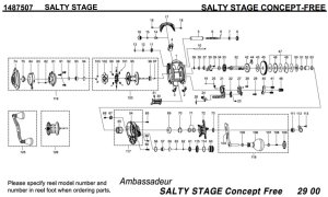 Photo1: [ABU] Genuine Spare Parts for SALTY STAGE CONCEPT-FREE Product code: 1487507 **Back-order (Shipping in 3-4 weeks after receiving order)