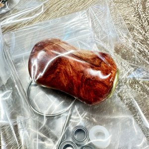 Photo5: [FHF/fishing house freedom] Wood Handle Knob Oval Shape Superior Grain Padauk Red and White Burl (1 piece) F-17