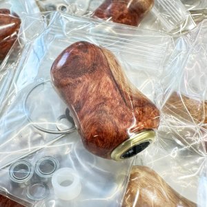 Photo3: [FHF/fishing house freedom] Wood Handle Knob Oval Shape Superior Grain Padauk Red and White Burl (1 piece) F-17