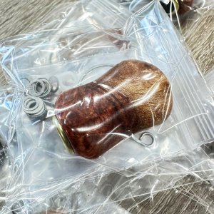 Photo4: [FHF/fishing house freedom] Wood Handle Knob Oval Shape Superior Grain Padauk Red and White Burl (1 piece) F-17