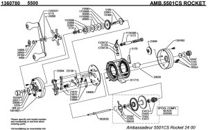 Photo1: [ABU] Genuine Spare Parts for Ambassadeur 5501CS ROCKET Product code: 1360780 **Back-order (Shipping in 3-4 weeks after receiving order)