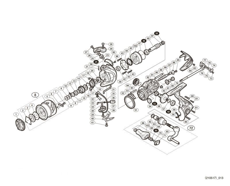 [SHIMANO] Genuine Spare Parts for 16 STRADIC CI4+ C2000S Product Code: 034878 **Back-order (Shipping in 3-4 weeks after receiving order)