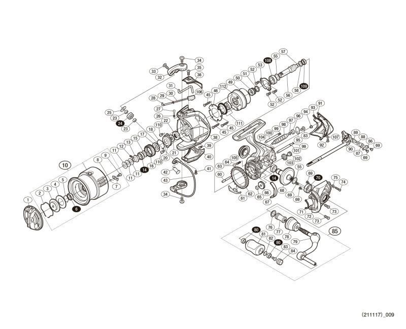 SHIMANO] Genuine Spare Parts for 15 TWIN POWER 2500S Product Code: 033673  **Back-order (Shipping in 3-4 weeks after receiving order) - HEDGEHOG STUDIO