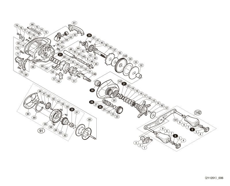 SHIMANO] Genuine Spare Parts for 17 CHRONARCH MGL 150 XG Product code:  037275 **Back-order (Shipping in 3-4 weeks after receiving order) -  HEDGEHOG STUDIO