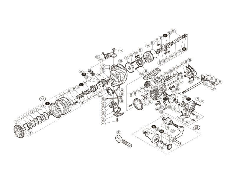 SHIMANO] Genuine Spare Parts for 17 TWIN POWER XD C3000XG Product Code:  037466 **Back-order (Shipping in 3-4 weeks after receiving order) -  HEDGEHOG STUDIO