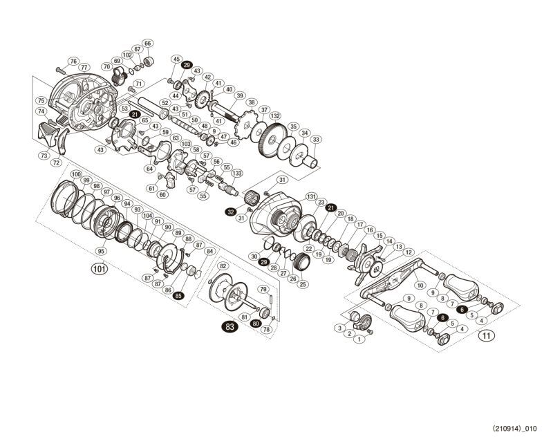 SHIMANO] Genuine Spare Parts for 18 Bantam MGL PG R Product code: 038555  **Back-order (Shipping in 3-4 weeks after receiving order) - HEDGEHOG STUDIO