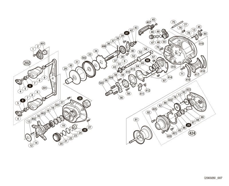 SHIMANO] Genuine Spare Parts for 20 SLX DC 71 HG Product code: 041807  **Back-order (Shipping in 3-4 weeks after receiving order) - HEDGEHOG STUDIO