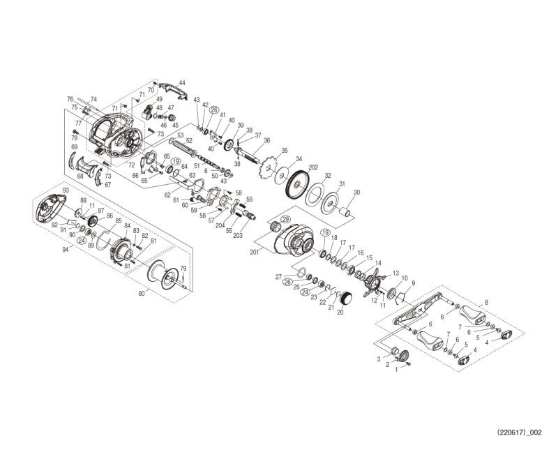 SHIMANO] Genuine Spare Parts for 22 CURADO DC 200HG Product code